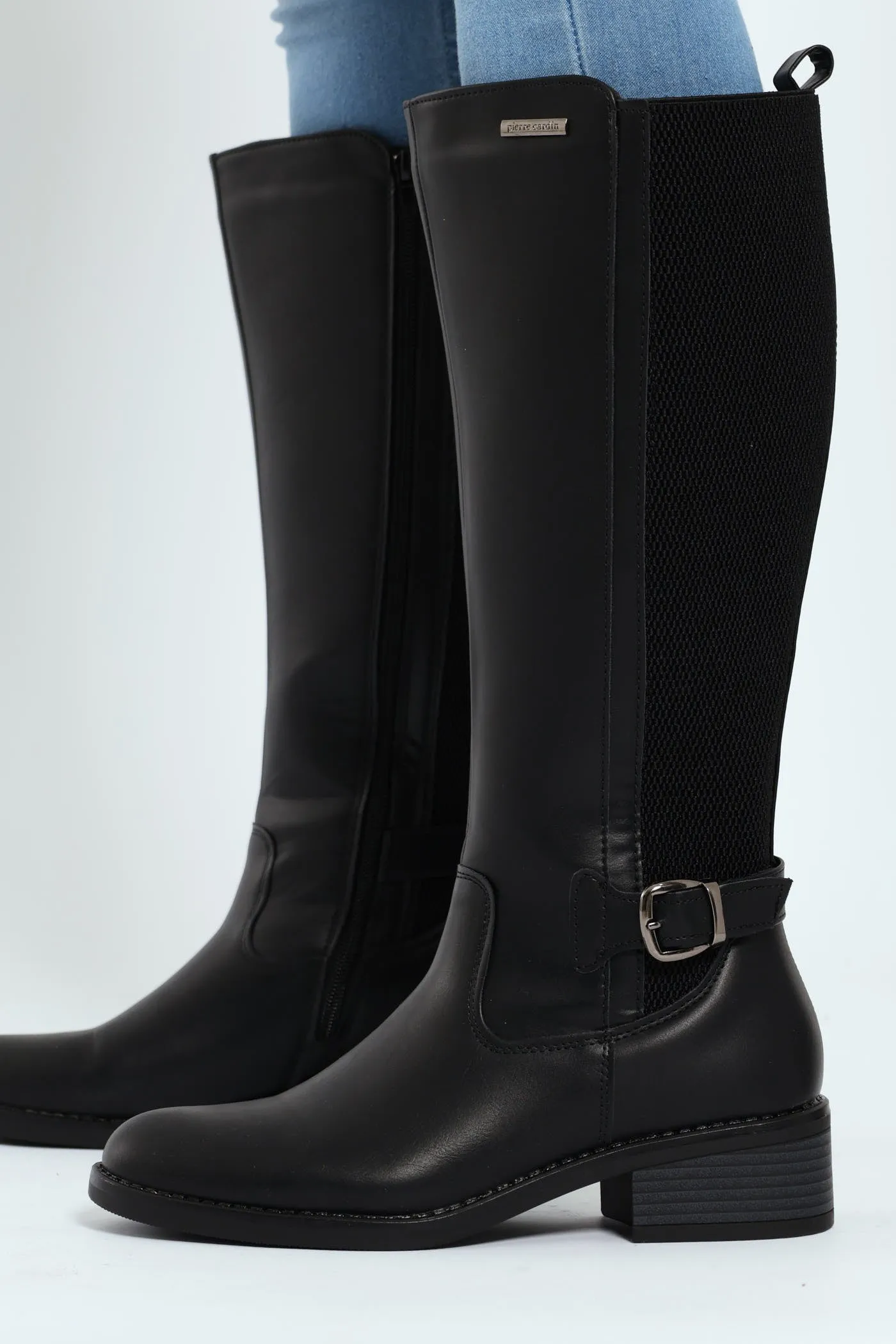 August Long Rider Ankle Buckle Boot - Black sold by Edgars