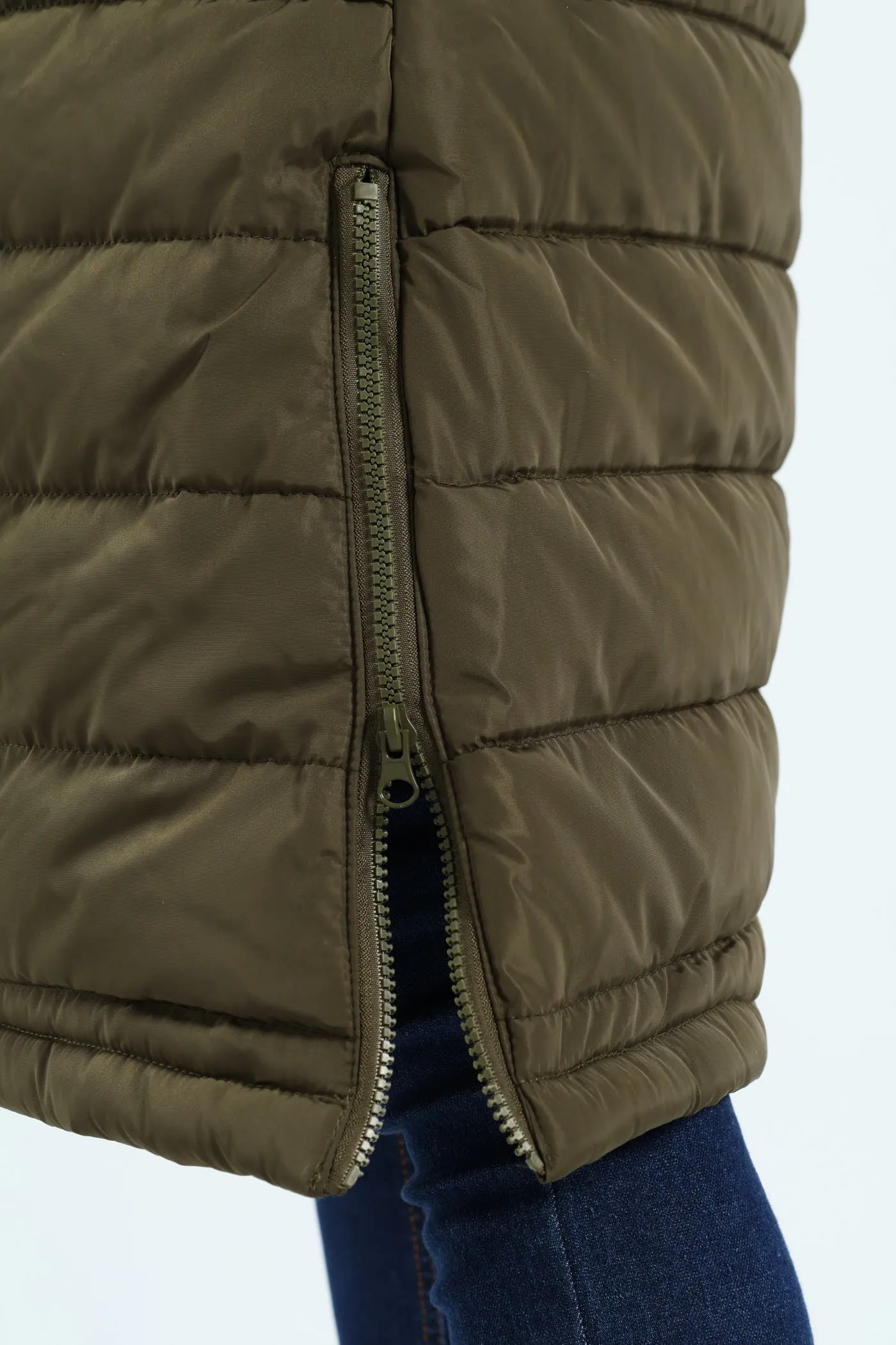 Padded Puffer Jacket With Detachable Hood - Dark Fatigue sold by Edgars product image thumbnail 5