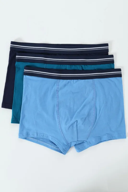 Boys 3 Pack Plain Boxers - Blue sold by Edgars 