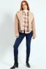 Suede Contrast Sherpa Lined Aviator Jacket - Stone sold by Edgars