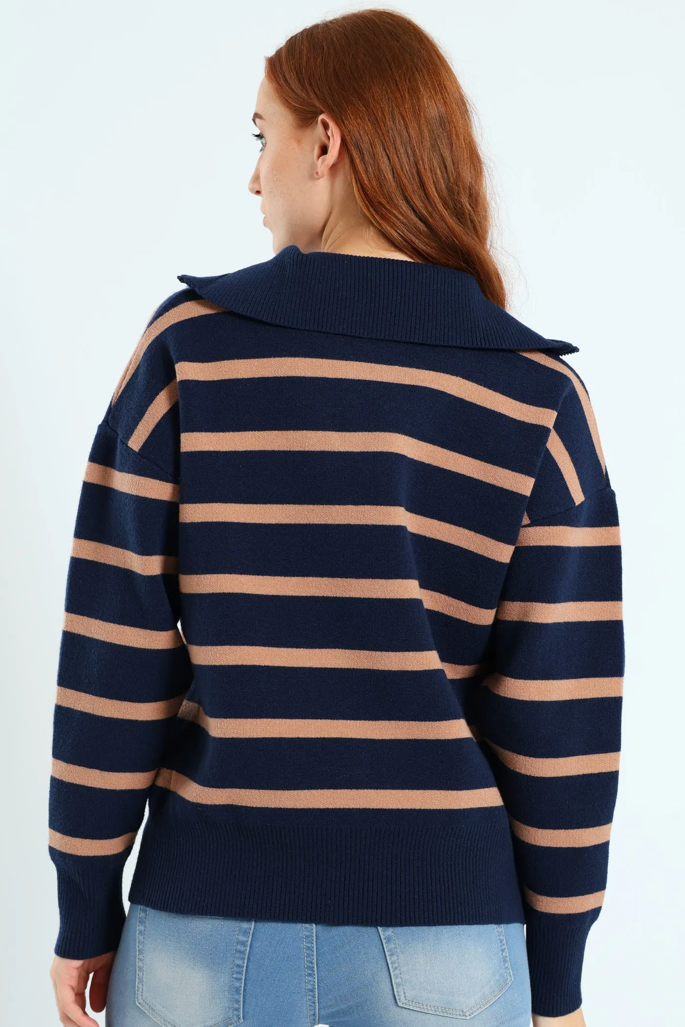 Funnel Neck Pullover With Zip - Navy/Brown sold by Edgars product image thumbnail 4