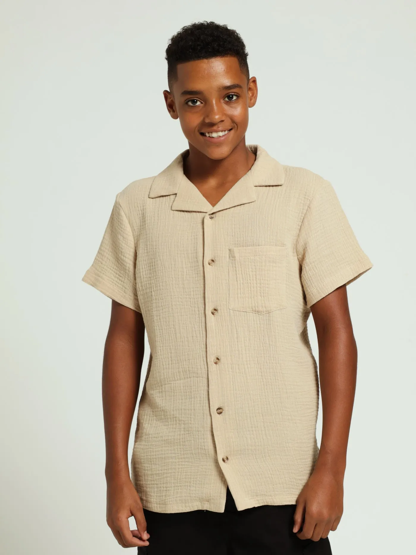 Boys Cotton Shirt - Stone sold by Edgars