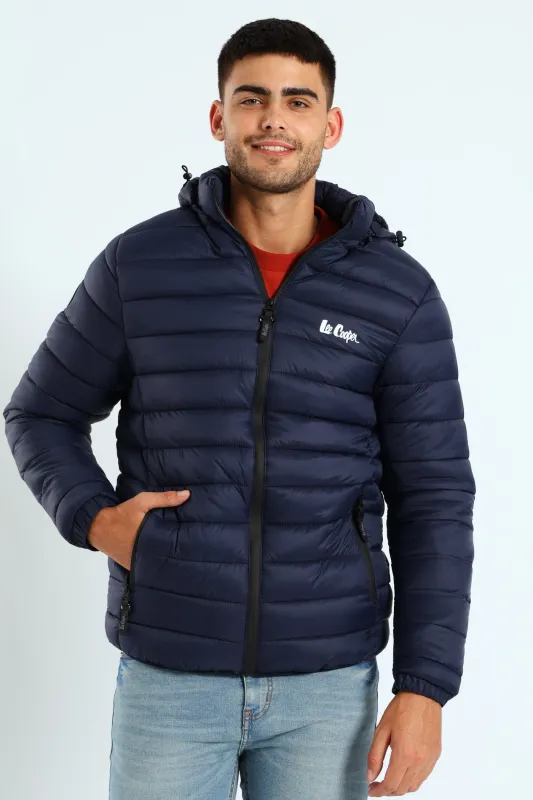 Billy Fur Lined Puffer Jacket - Navy sold by Edgars