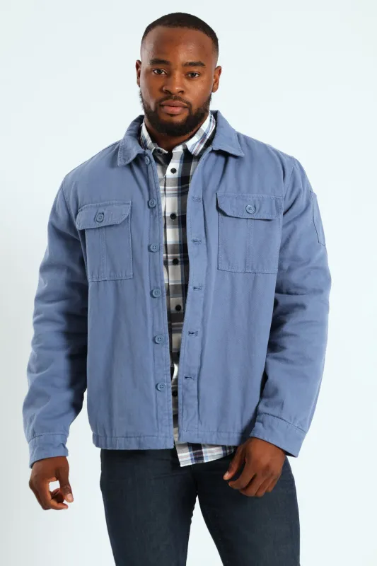 Cotton Flap Pocket Shacket - Steel Blue sold by Edgars 