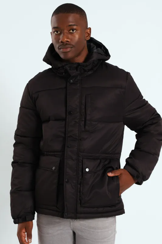 Hooded Puffer - Black sold by Edgars