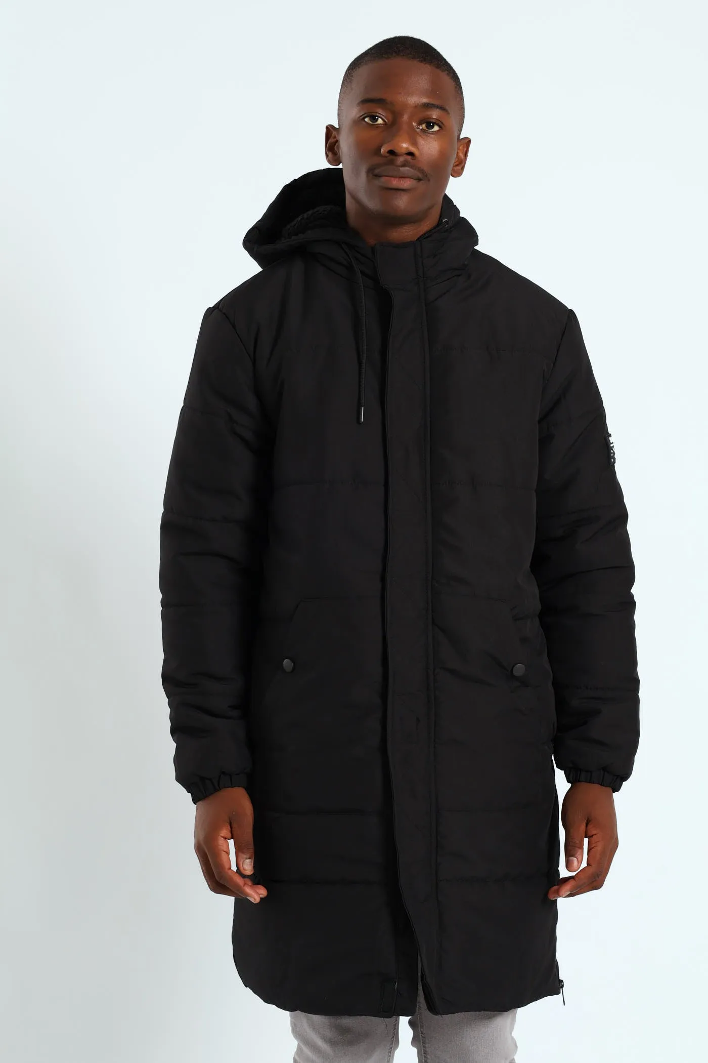 Longline Puffer Parka Jacket - Black sold by Edgars