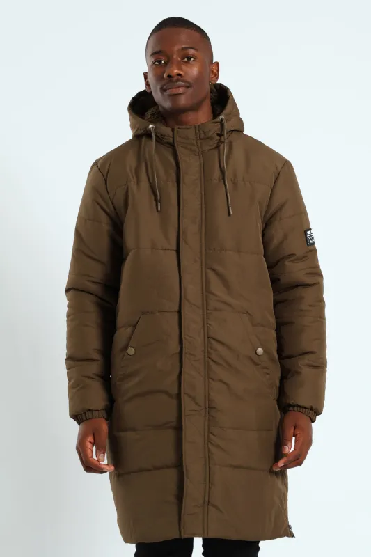 Longline Puffer Parka Jacket - Green sold by Edgars 