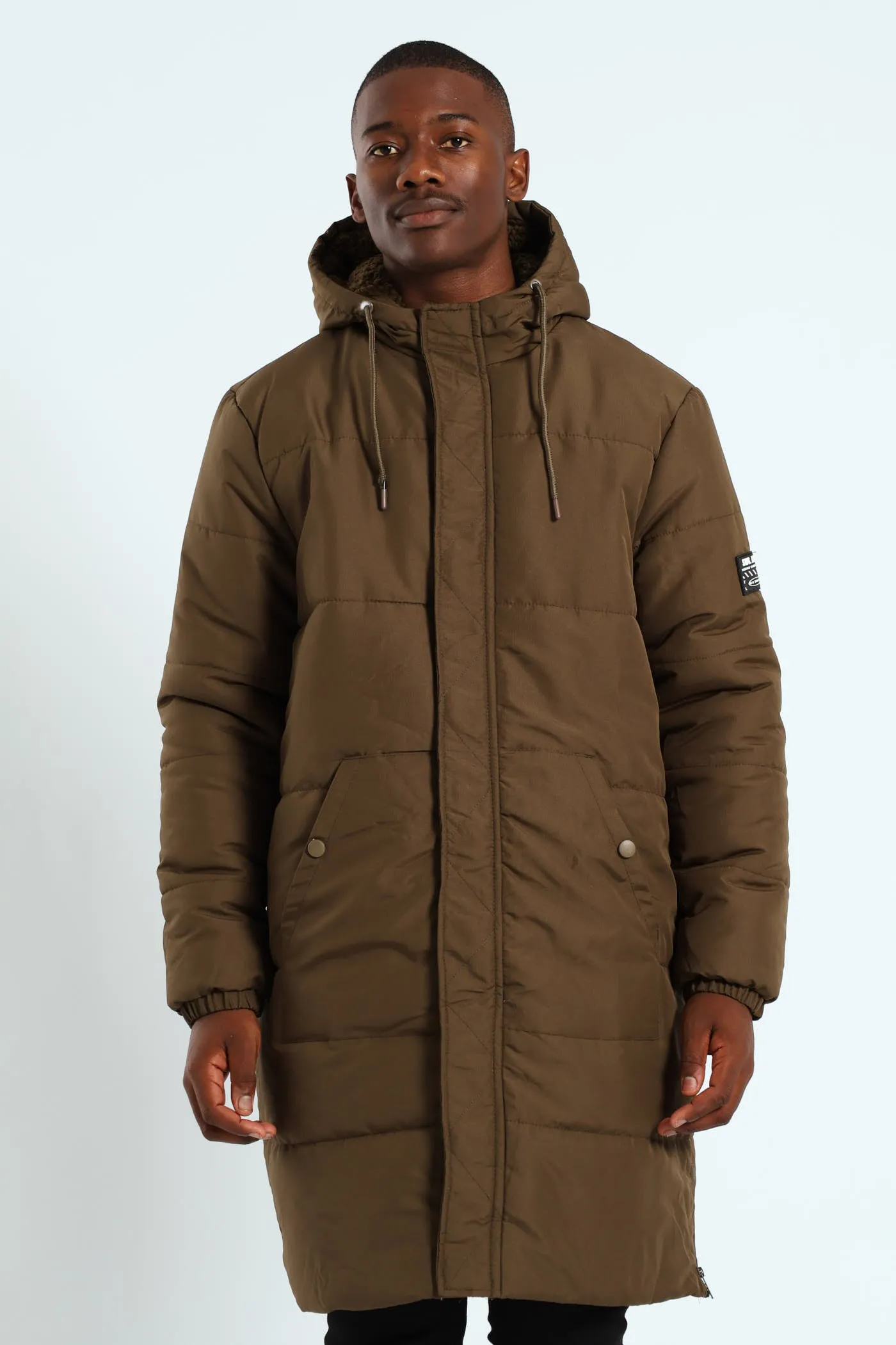 Longline Puffer Parka Jacket - Green sold by Edgars