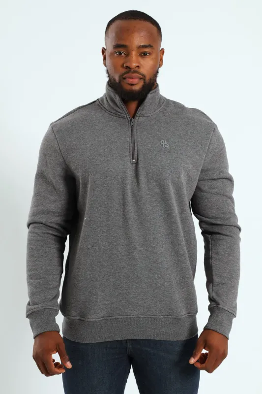 Quarter Zip Fleece Sweat Top - Charcoal sold by Edgars 