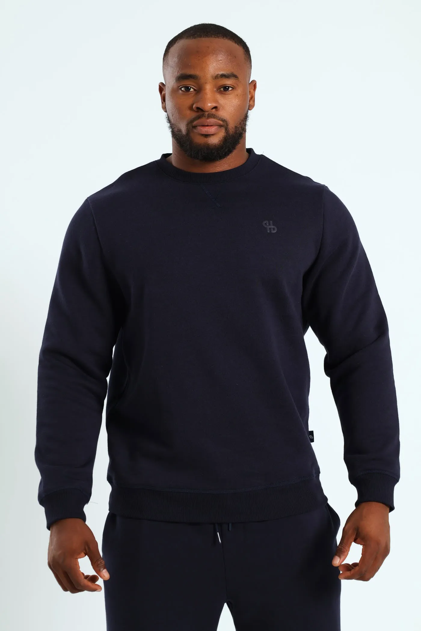 Plain Crew Fleece Sweat Top - Navy sold by Edgars