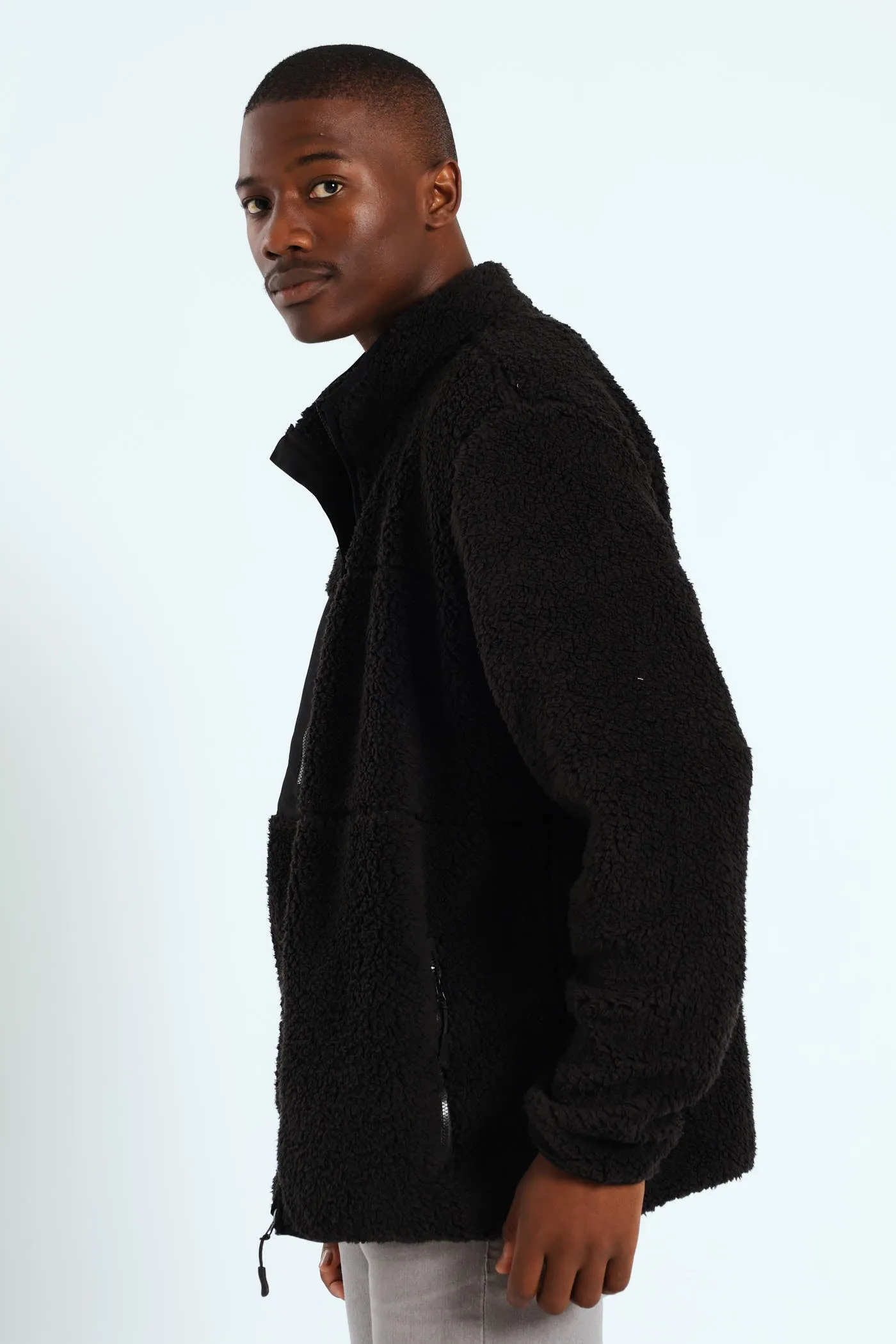 Borg Nylon Zip Through Jacket - Black sold by Edgars product image thumbnail 2