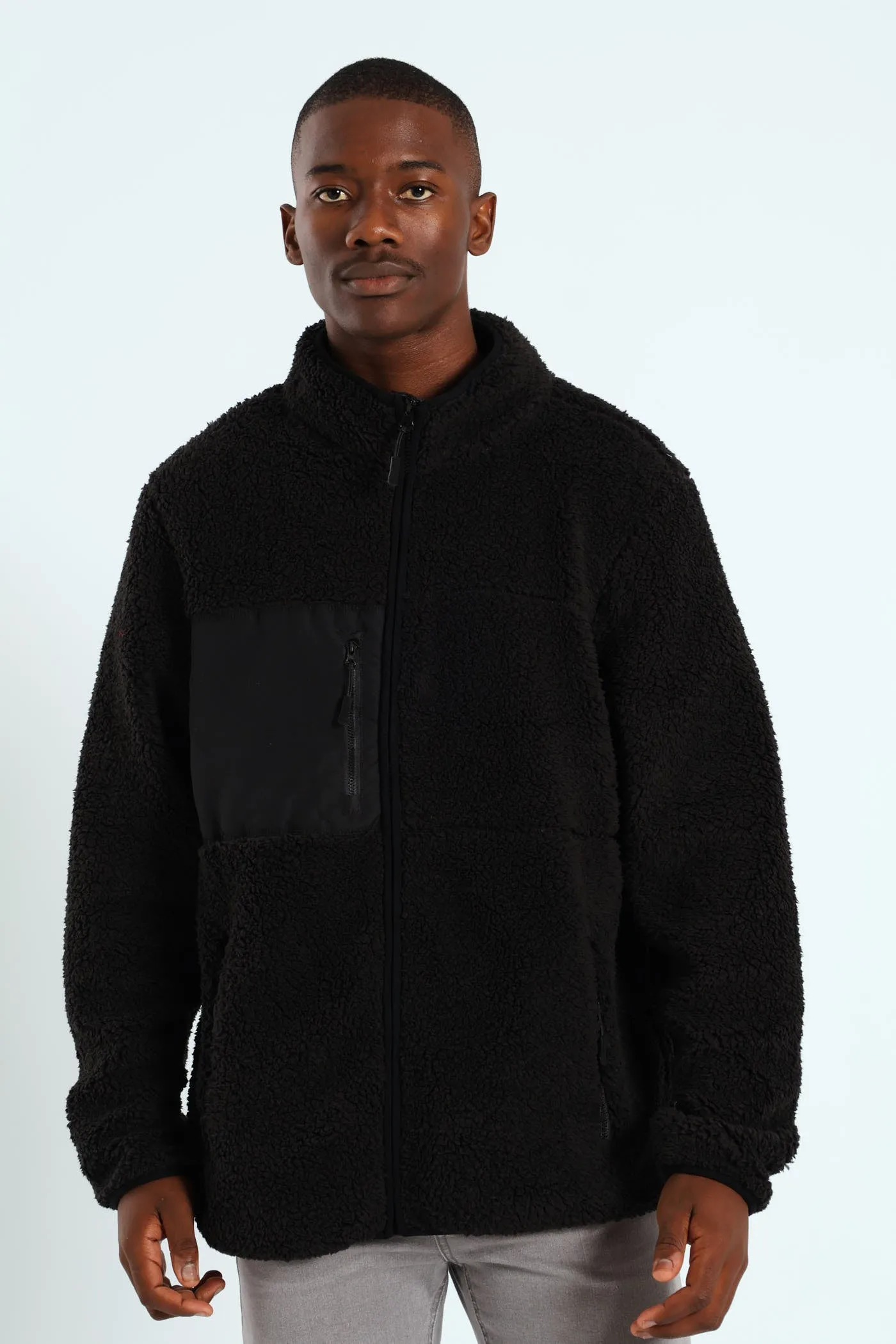 Borg Nylon Zip Through Jacket - Black sold by Edgars product image thumbnail 3