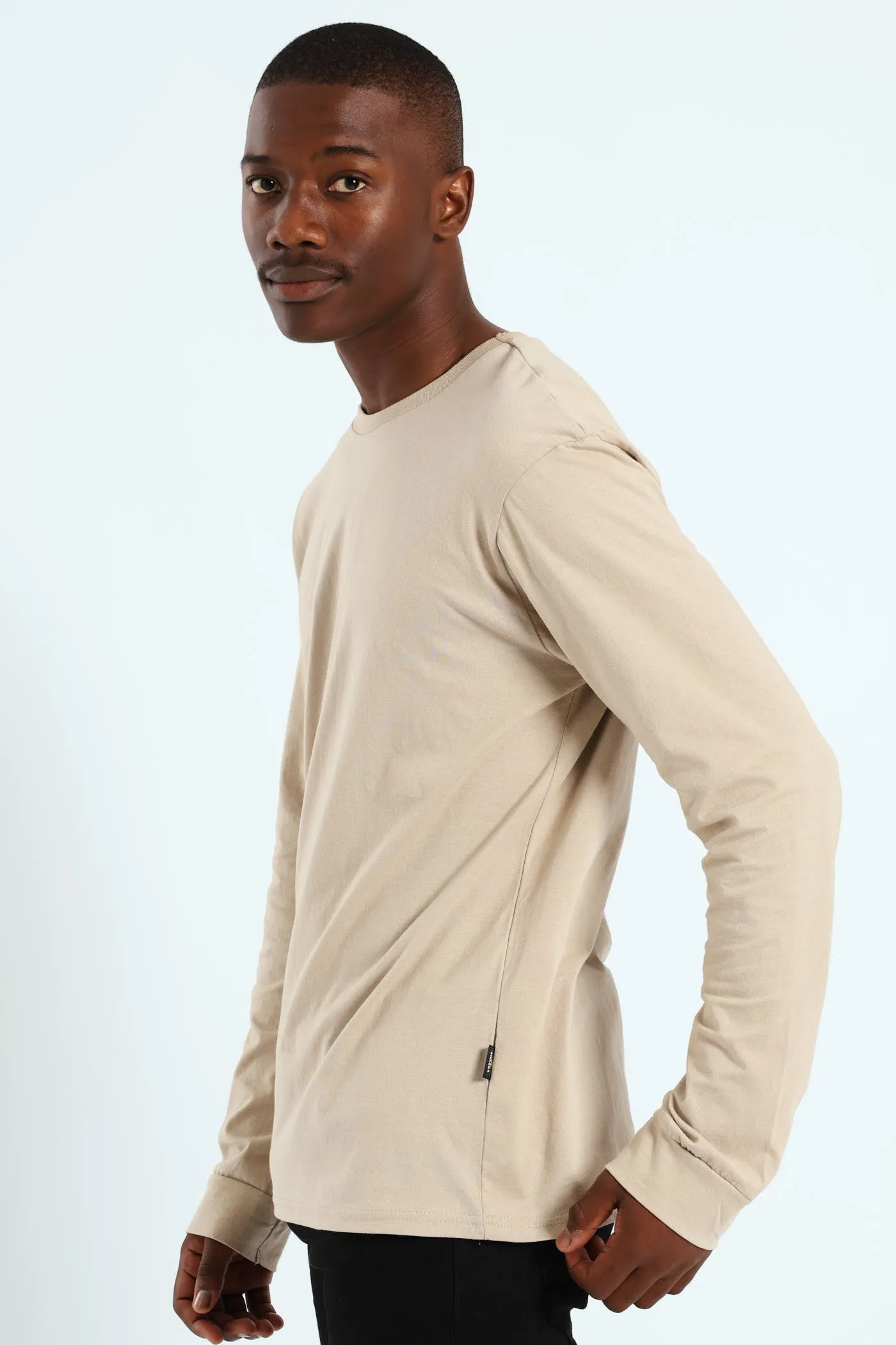 Long Sleeve Basic Crew Cuff Tee - Stone sold by Edgars product image thumbnail 2