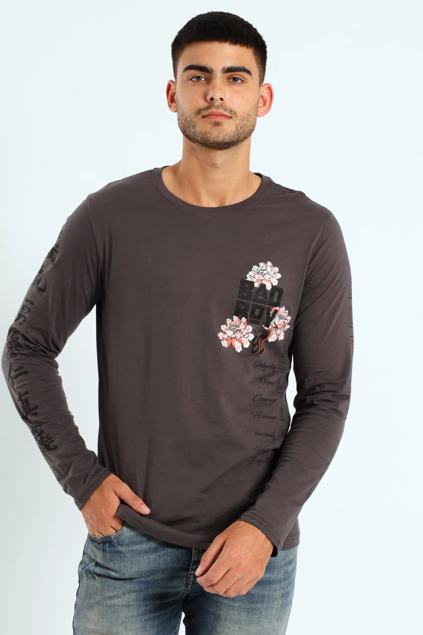 Oni Long Sleeve Tee - Charcoal sold by Edgars