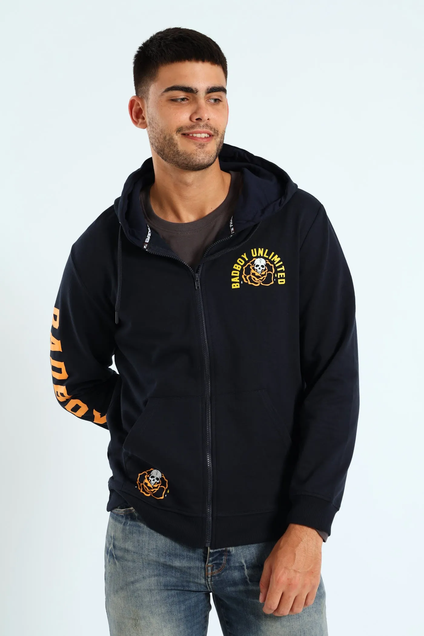 Skull Rose Zip Hoody - Navy sold by Edgars