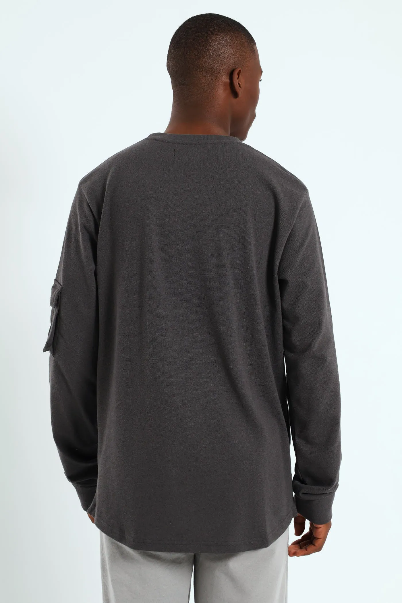 Utility Curved Hem Long Sleeve Tee - Charcoal sold by Edgars product image thumbnail 3