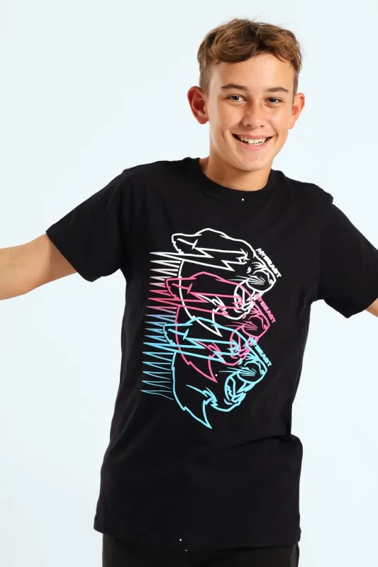 Boys Mr Beast Lightning Print Tee - Black sold by Edgars