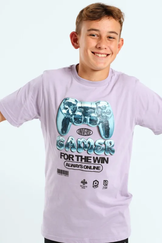 Boys Gamer Gel Print Tee - Lilac sold by Edgars