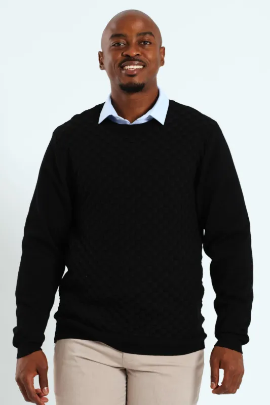 Basket Weave Knit Pullover - Black sold by Edgars