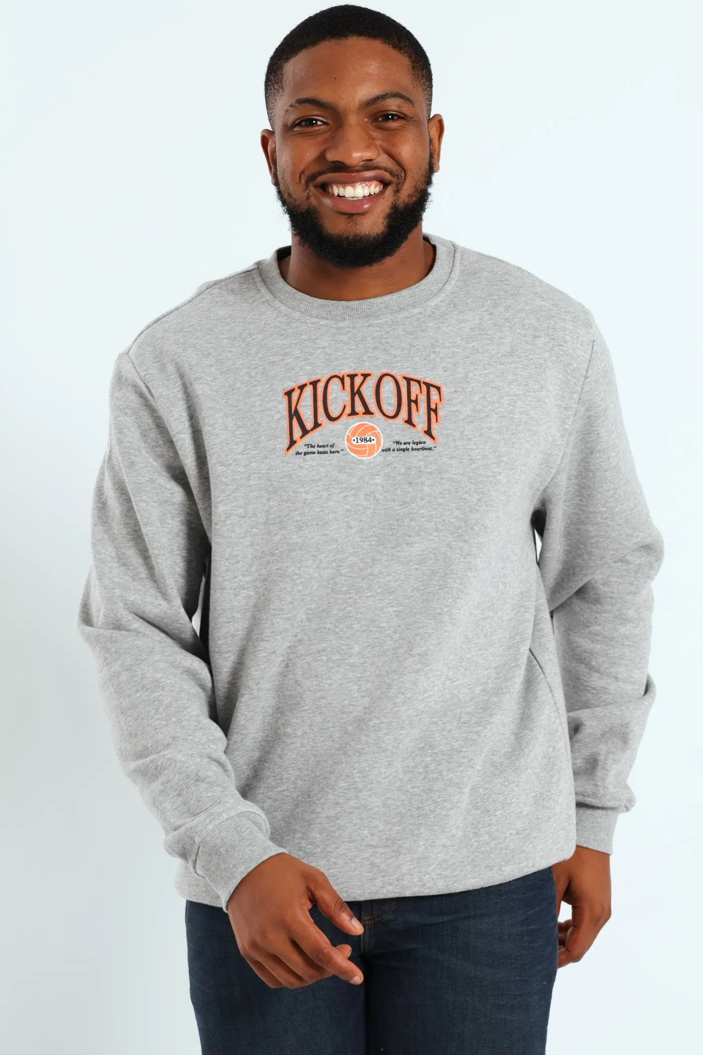Kick Off Crew Sweater - Grey Melange sold by Edgars