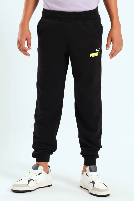 Boys 2 Colour Logo Track Pants - Black sold by Edgars