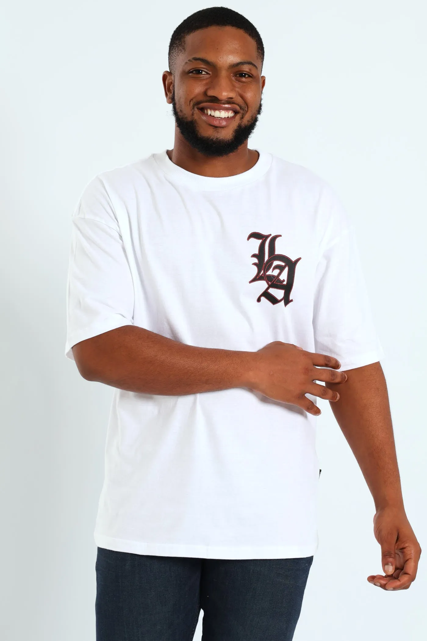 Short Sleeve Back Print Tee - White sold by Edgars