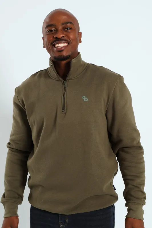 Quarter Zip Fleece Sweat Top - Fatigue sold by Edgars