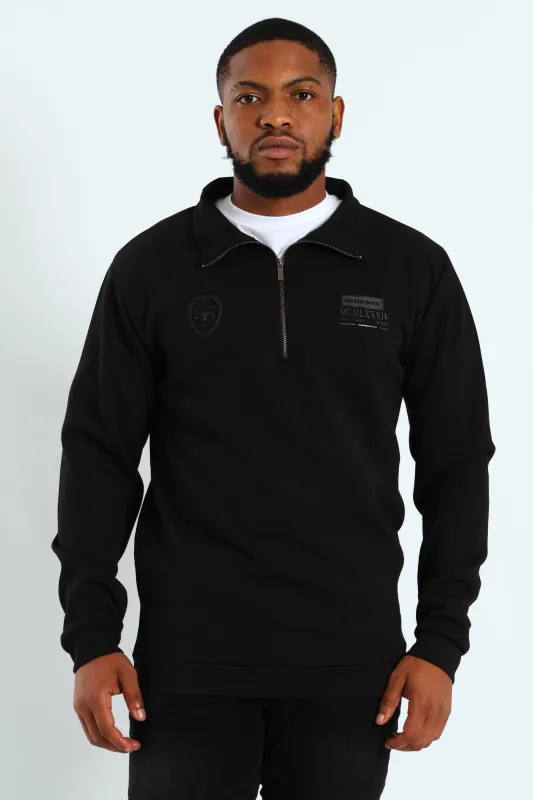 Funnel Neck Zip Pullover - Black sold by Edgars 