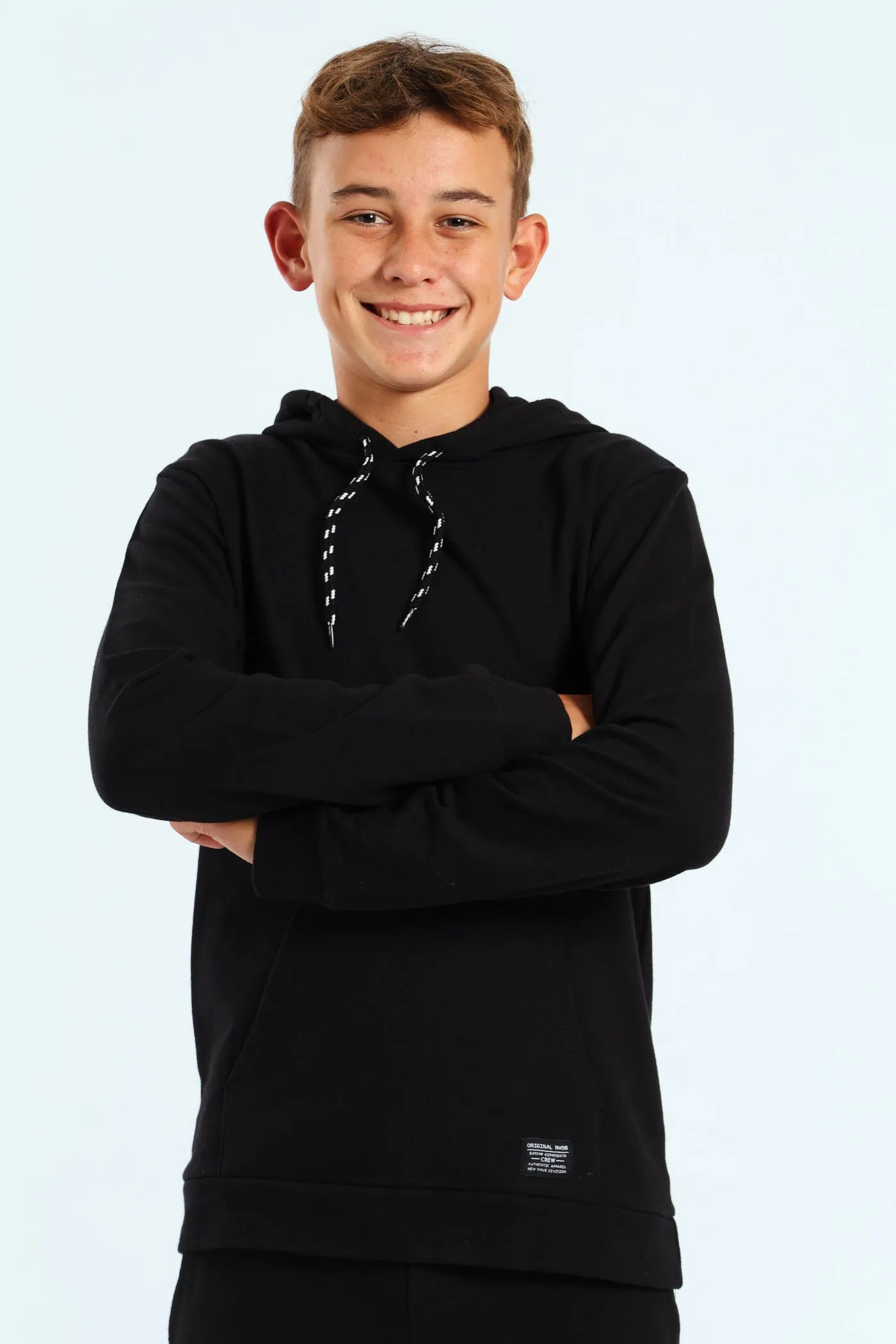 Boys Pocket Fleece Hoody - Black sold by Edgars