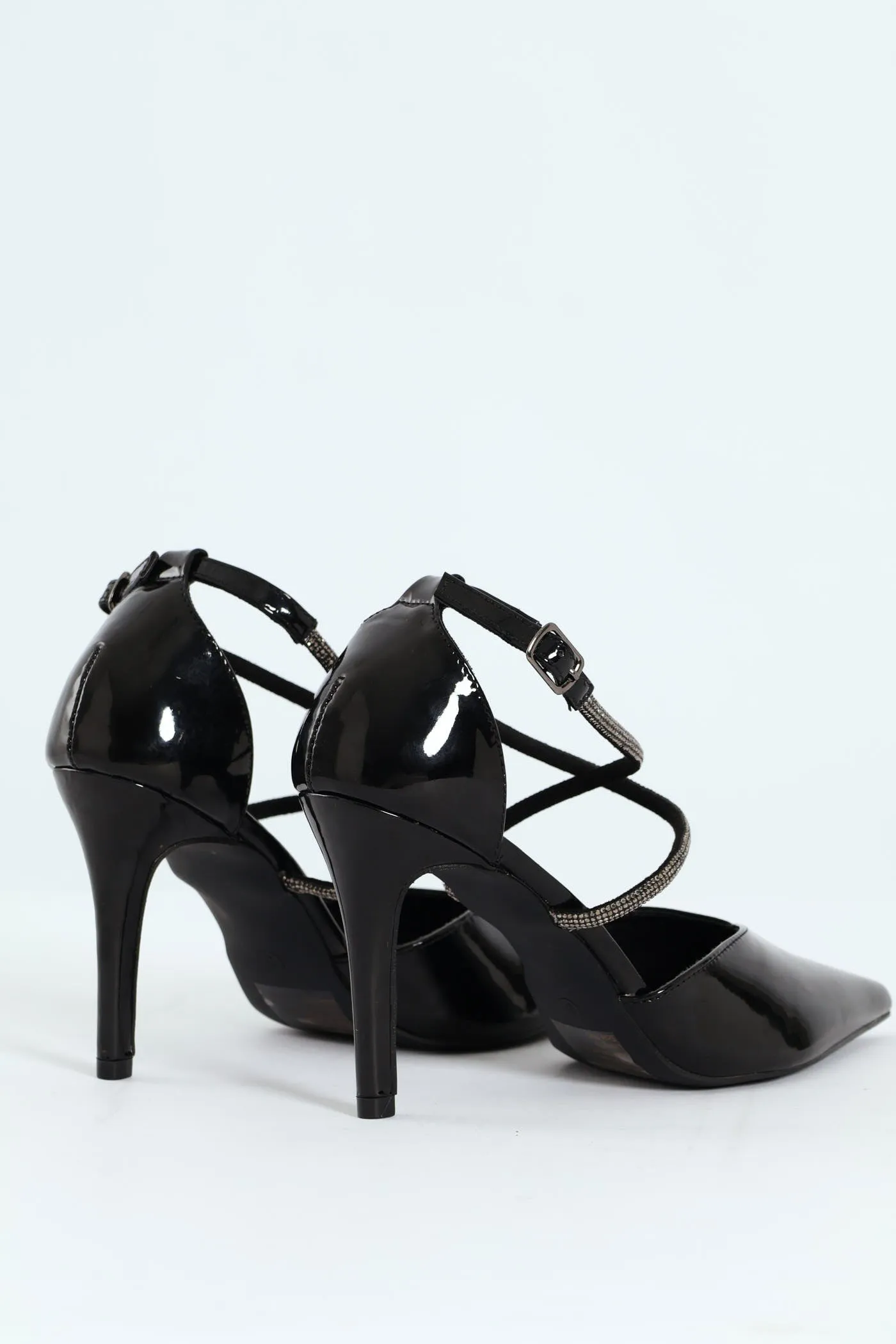 Diamante Cross Strap Court Heel - Black sold by Edgars product image thumbnail 3