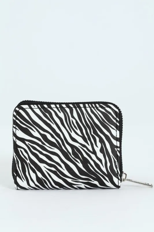 Small Zip Around Purse - Black/White sold by Edgars 