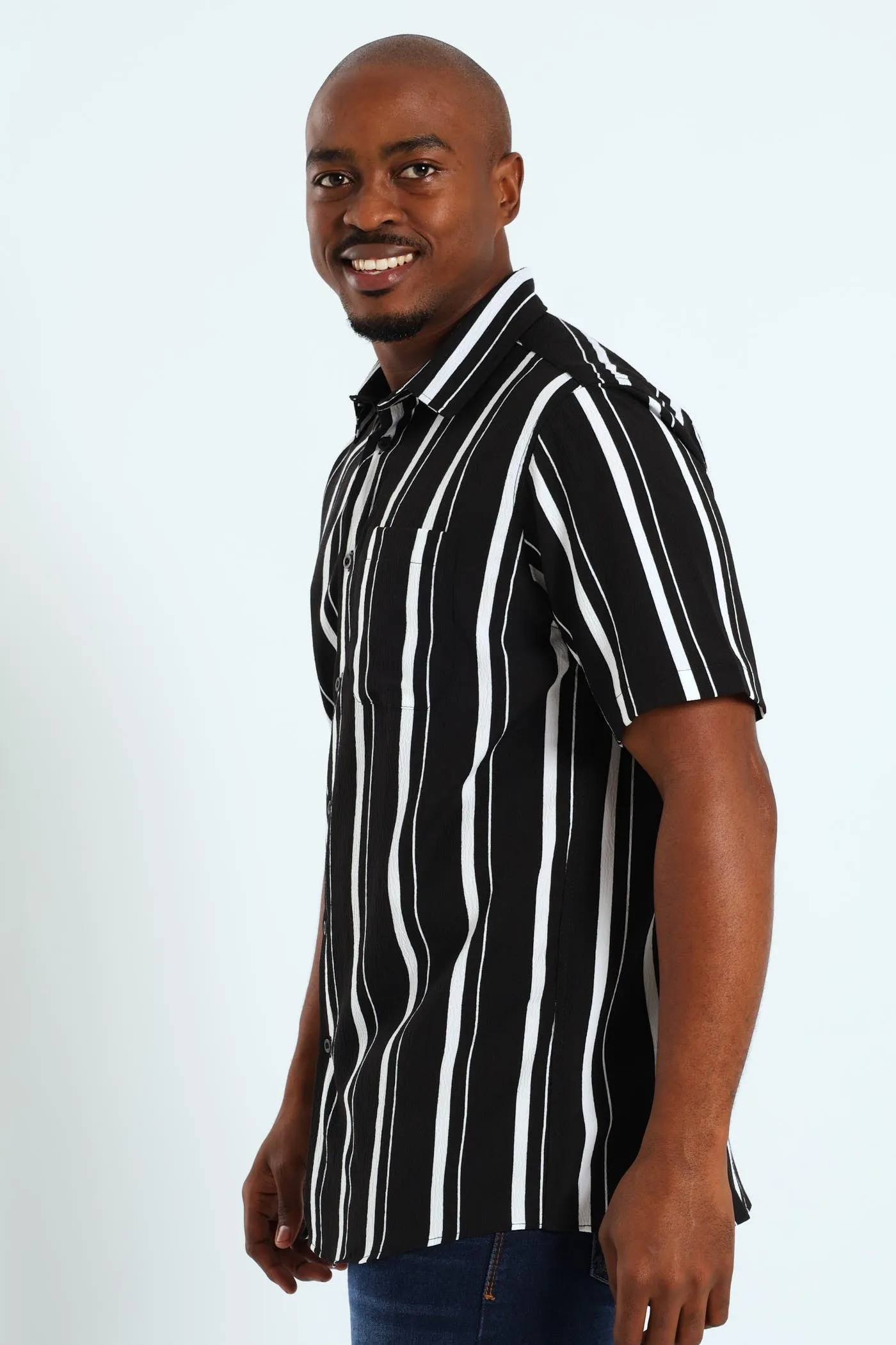 Seersucker Stripe Shirt - Black sold by Edgars product image thumbnail 4
