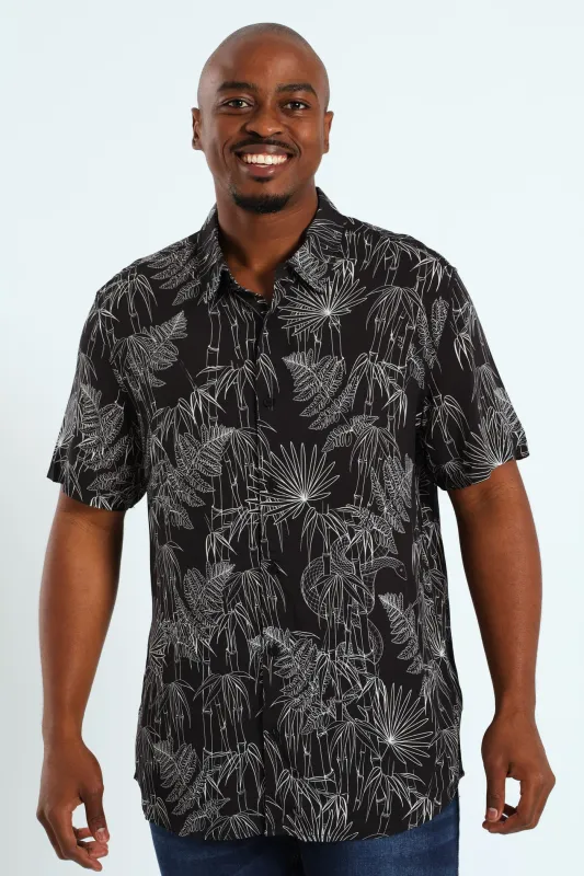 Eco Rayon Jungle Snake Shirt - Black sold by Edgars 