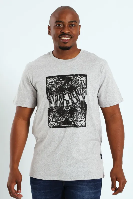 Antique Paisley Tee - Grey Melange sold by Edgars