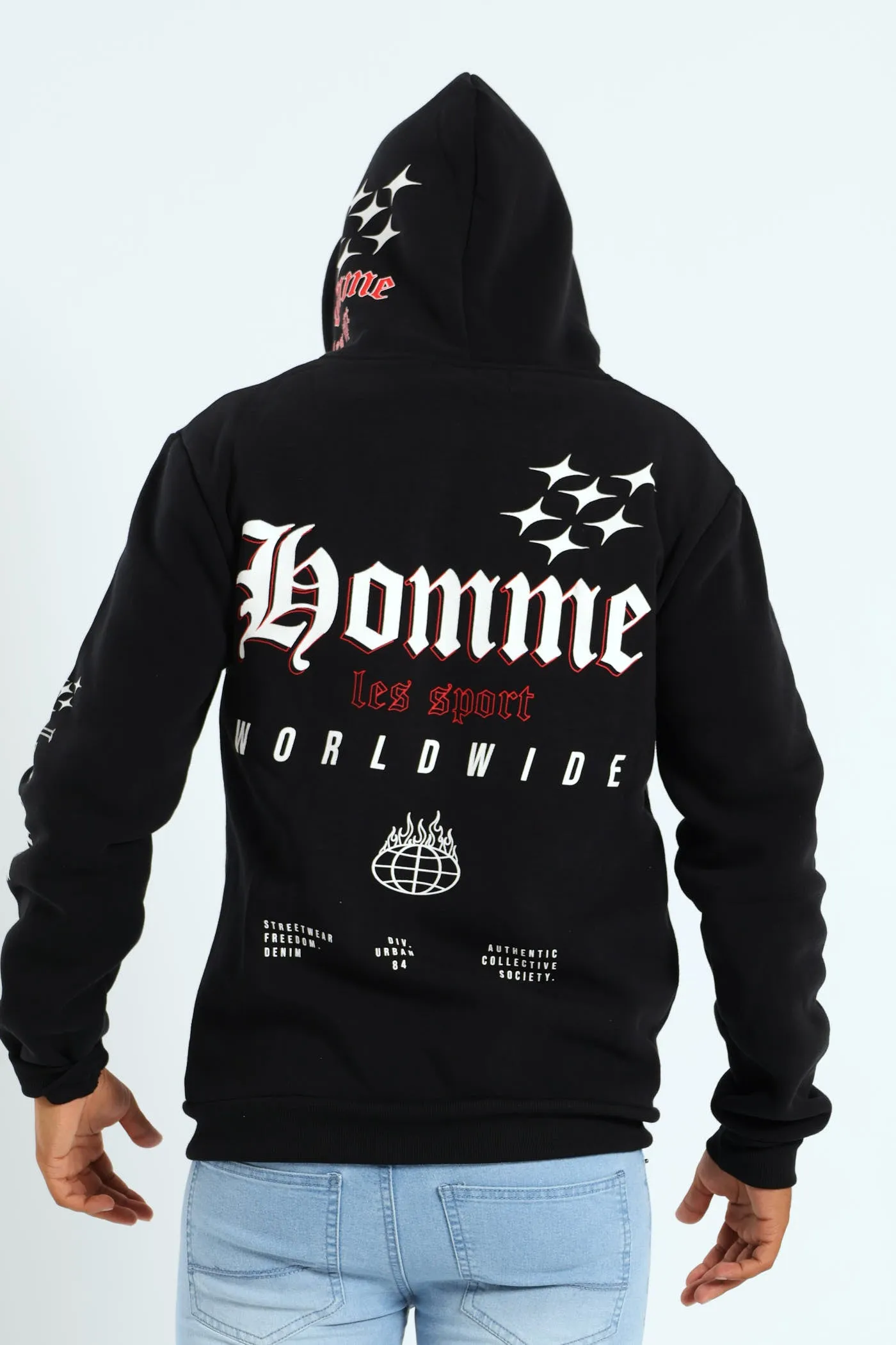Back Sleeve Fleece Printed Hoodie - Black sold by Edgars product image thumbnail 2