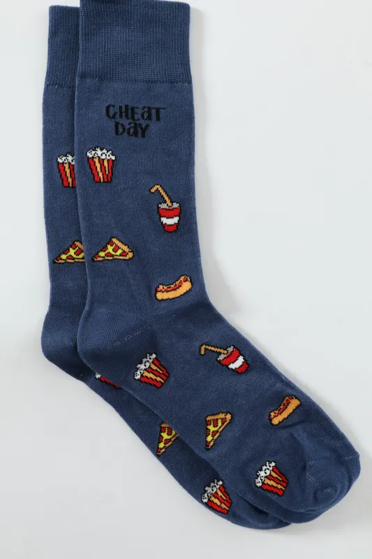 Single Cheat Day Anklet Socks - Blue sold by Edgars