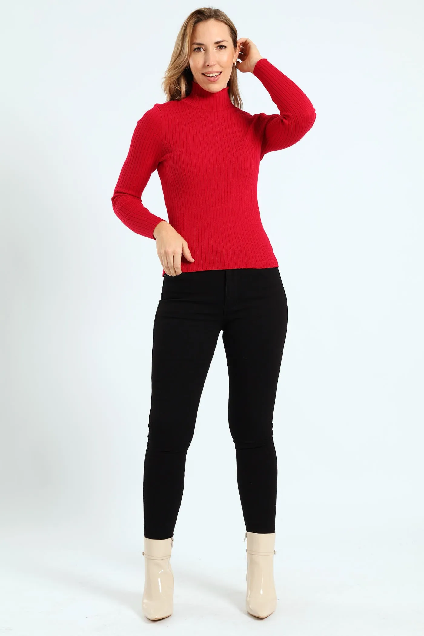 Turtleneck Pointelle Cable Stitch Pullover - Raspberry sold by Edgars product image thumbnail 4