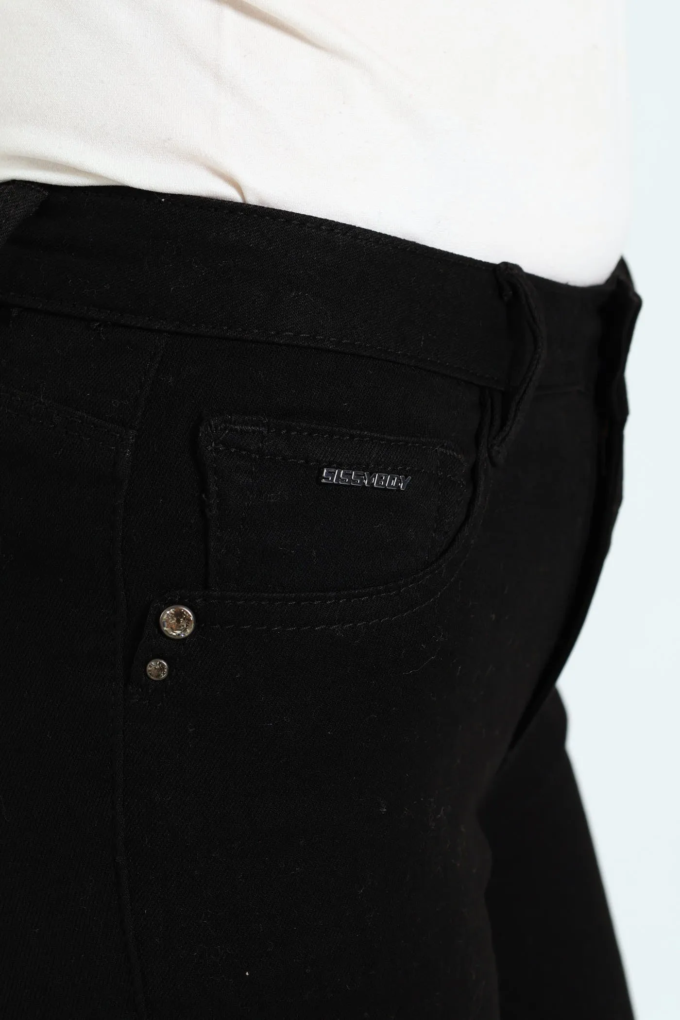 Mid Waist Skinny Denim With Wings On Pockets - Black sold by Edgars product image thumbnail 5