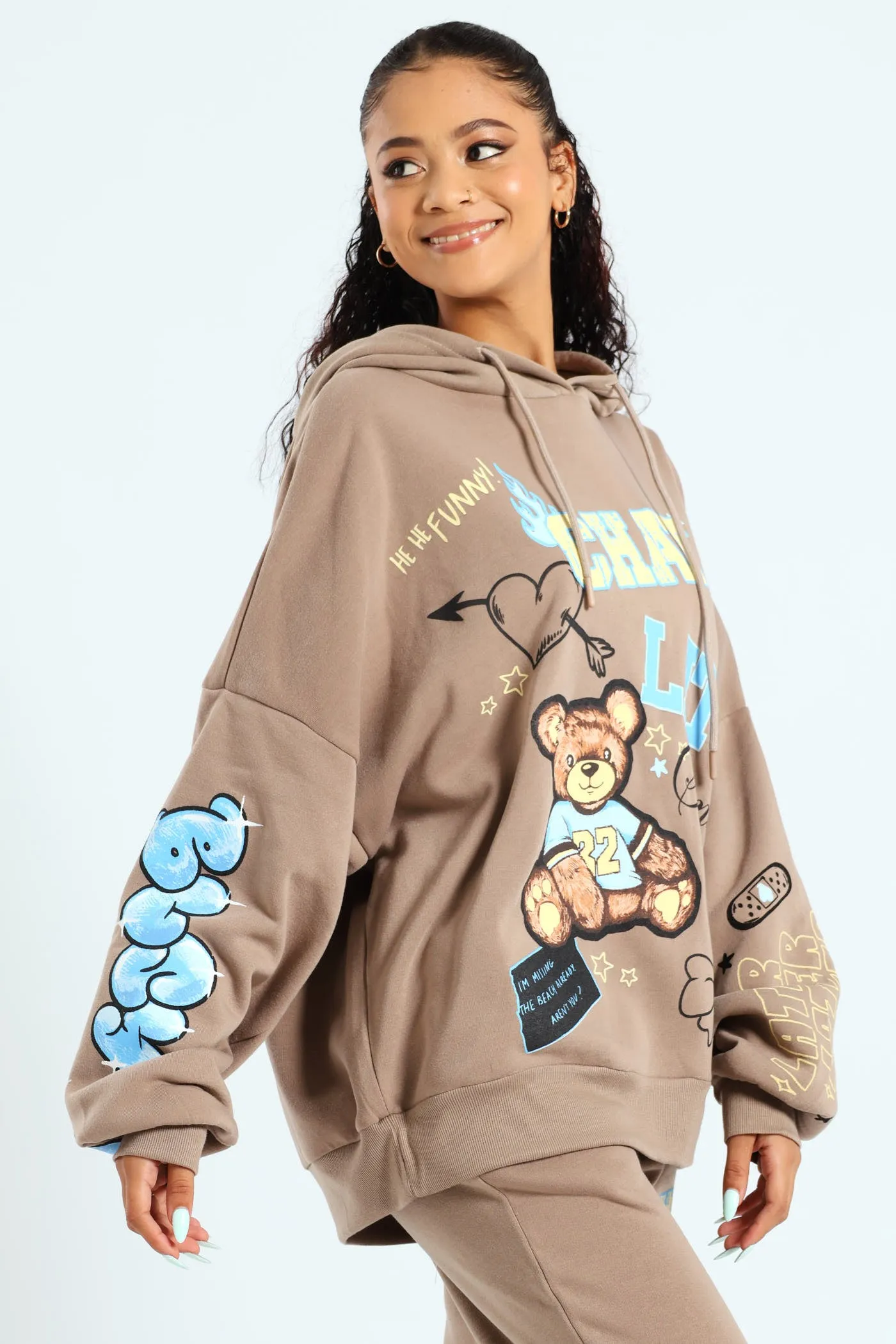 Oversized Fleece Teddy Hoodie - Taupe sold by Edgars product image thumbnail 4
