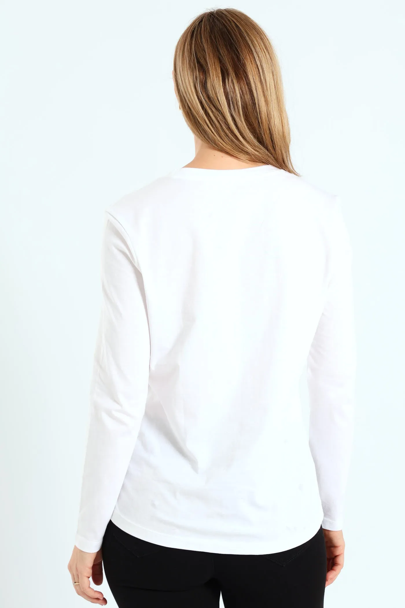 Long Sleeve Cotton Crew Top - White sold by Edgars product image thumbnail 2