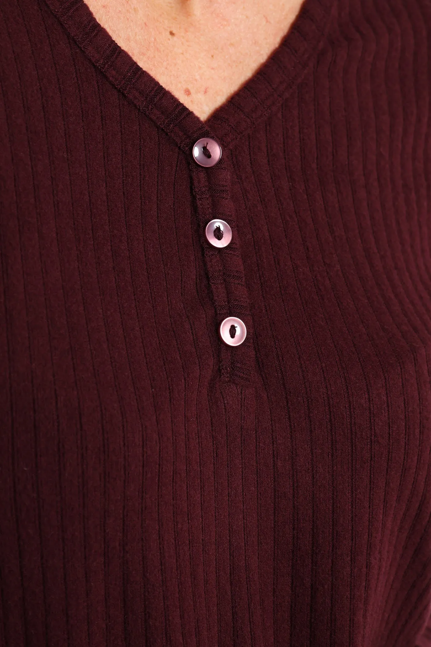 Long Sleeve Brushed Rib Tee - Wine sold by Edgars product image thumbnail 2