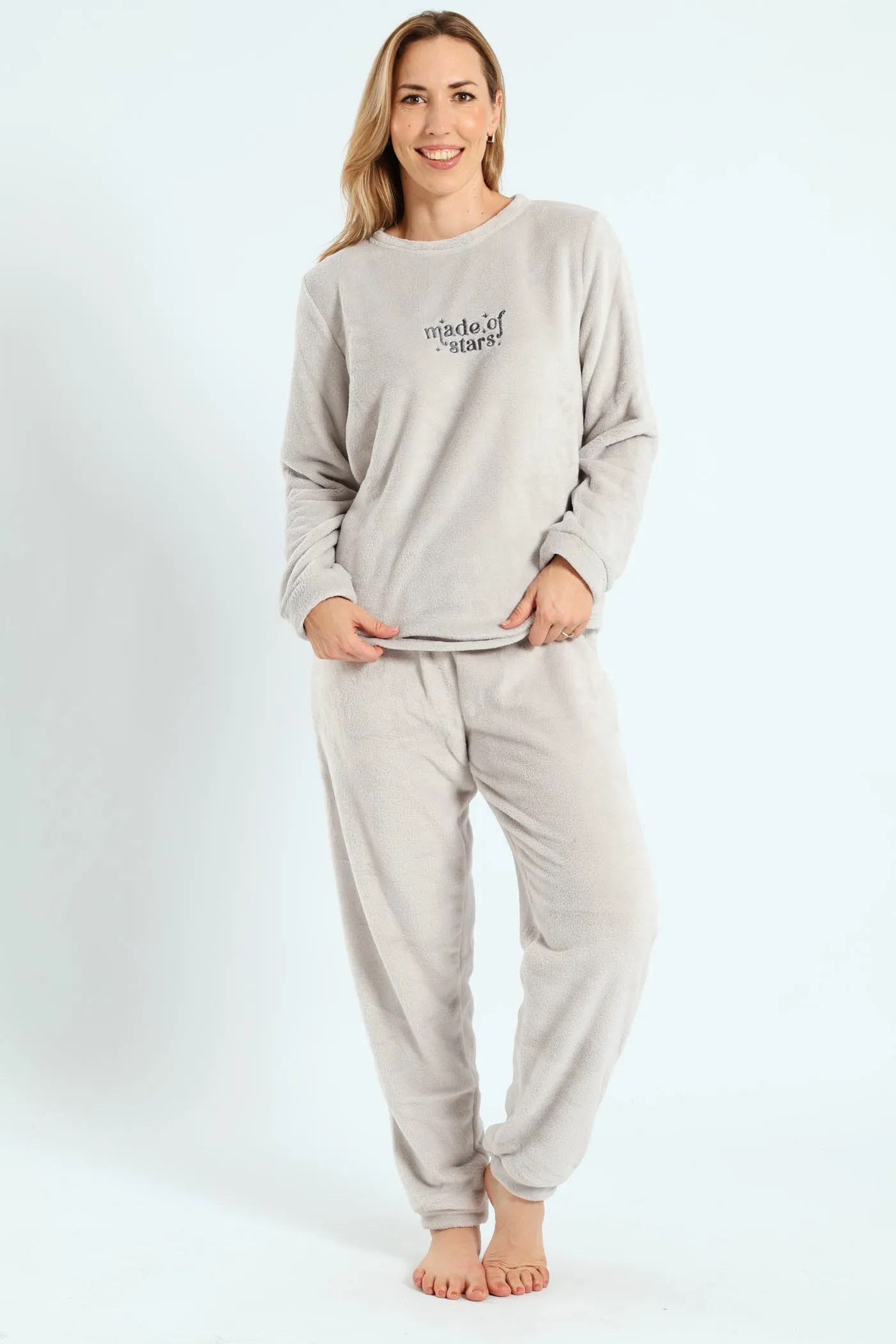 Embroidered Made Of Stars Cosy Sleep Set - Grey sold by Edgars
