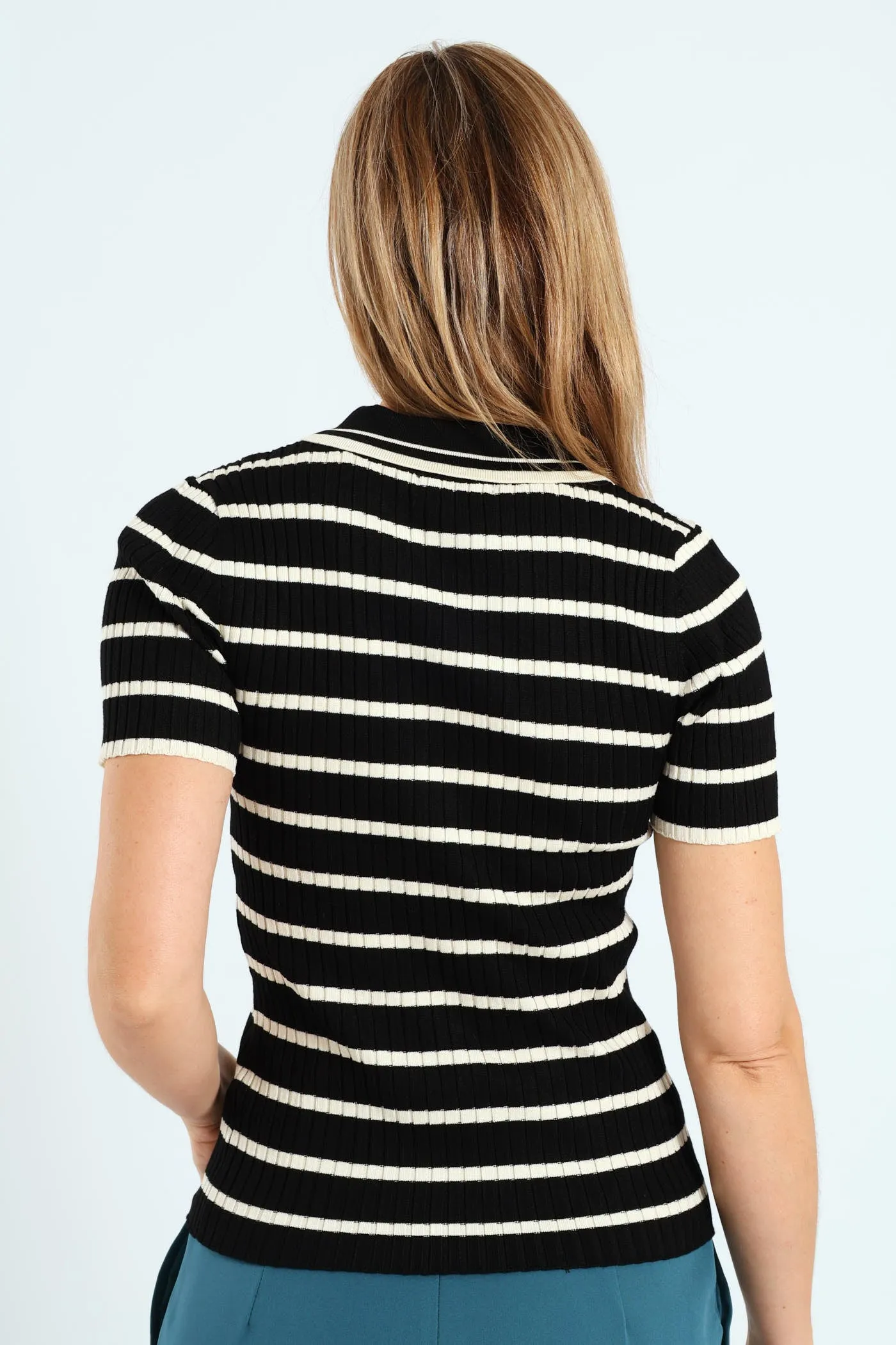 Striped Golfer Tee - Black/Cream sold by Edgars product image thumbnail 4