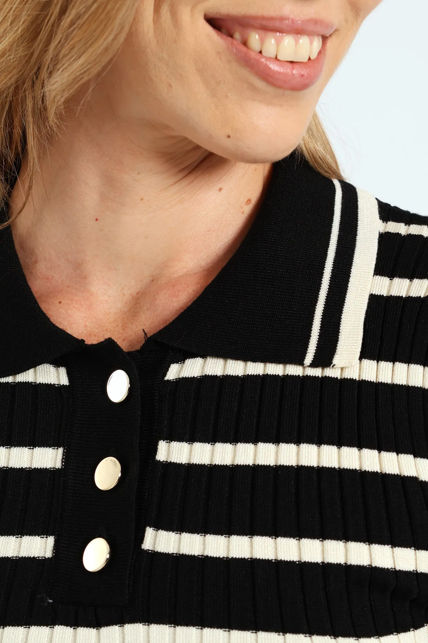 Striped Golfer Tee - Black/Cream sold by Edgars product image thumbnail 2