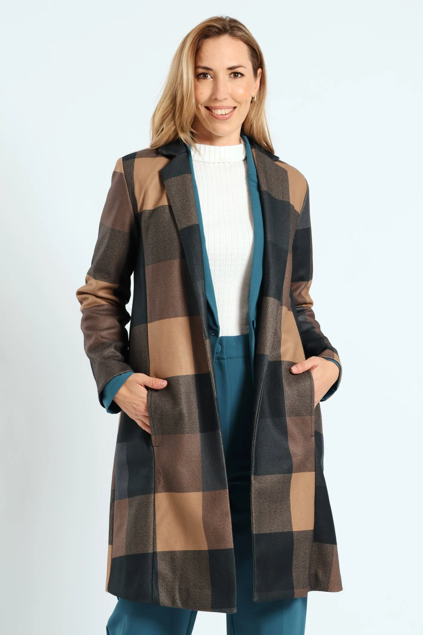 Basic Panelled Coat - Beige sold by Edgars