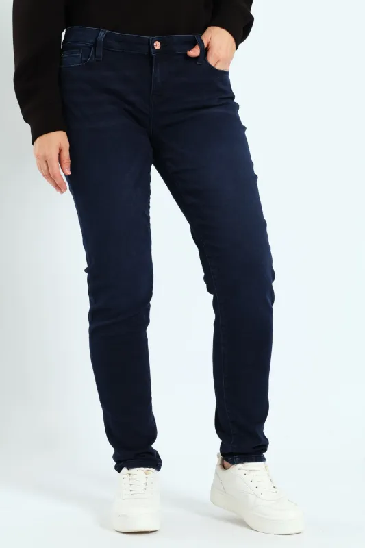 Power Skinny Low Rise Denim - Dark Wash Ink made by Guess