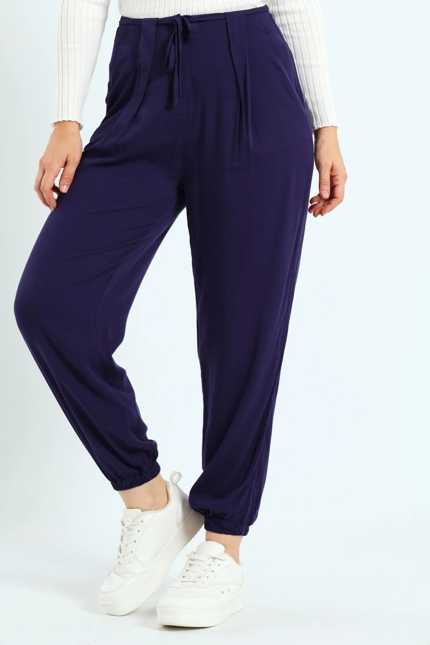 Belted Jogger With Grown On Waist - Navy sold by Edgars