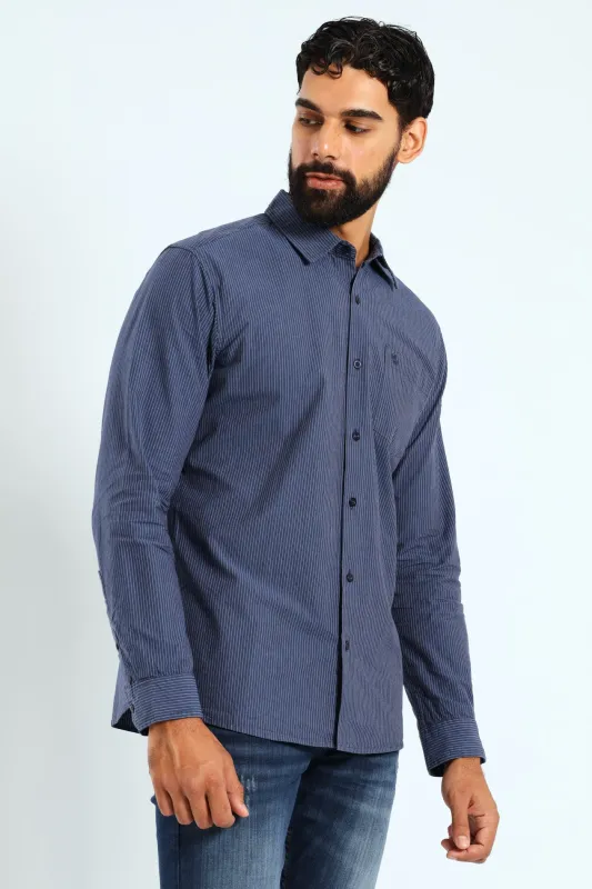Soft Denim Stripe Shirt - Blue sold by Edgars 