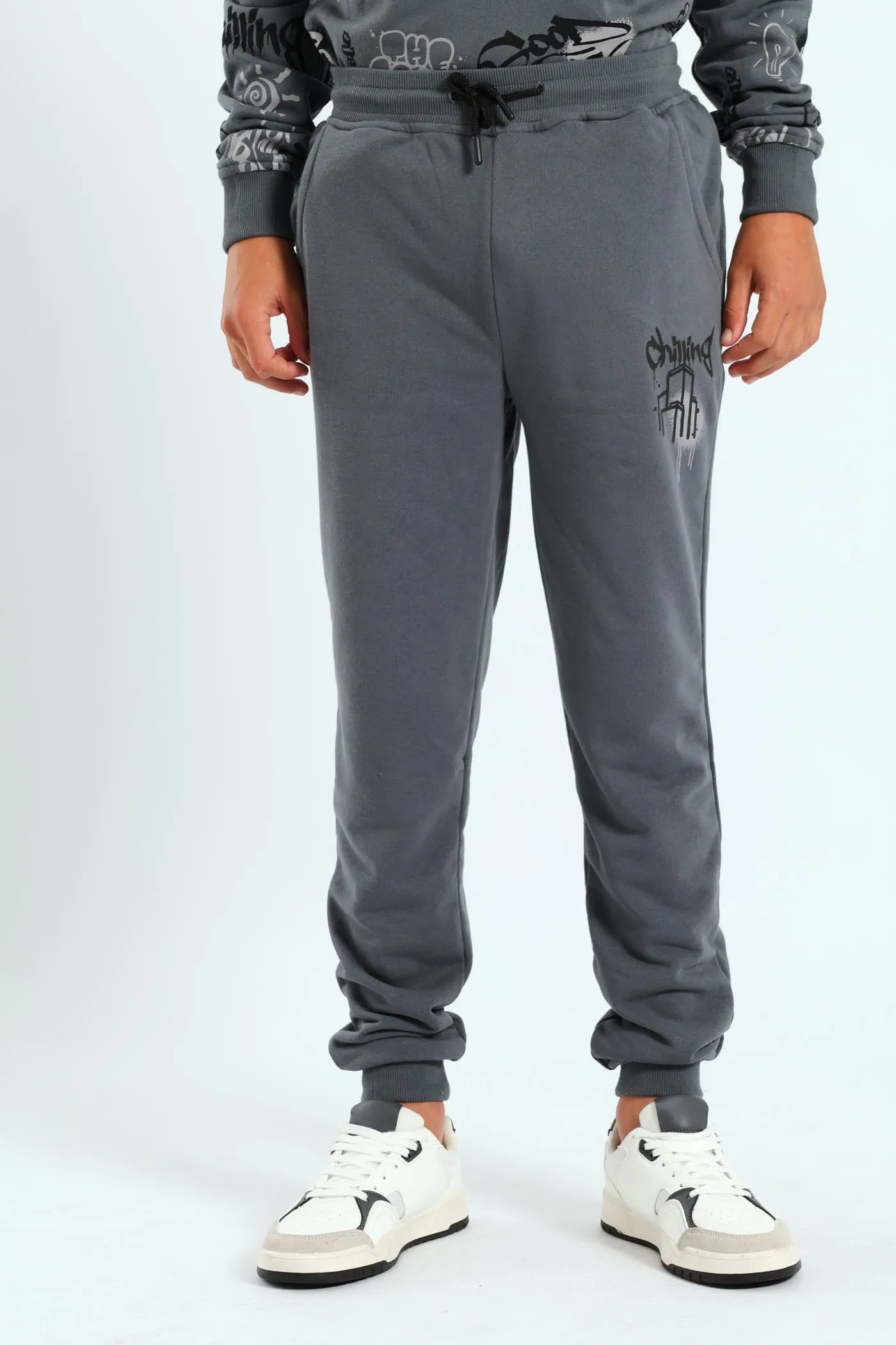 Boys Graffiti Print Jogger - Charcoal sold by Edgars