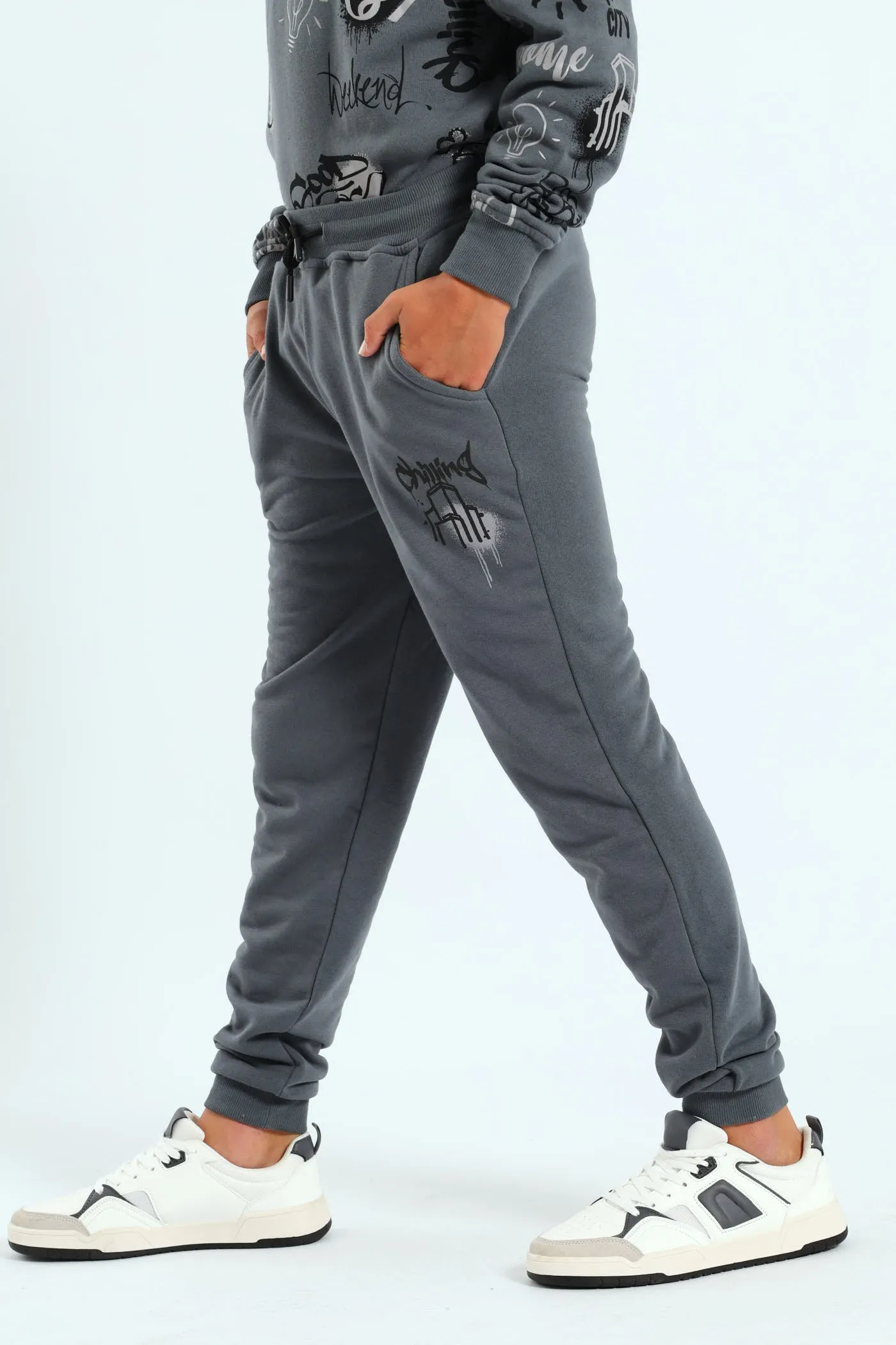 Boys Graffiti Print Jogger - Charcoal sold by Edgars product image thumbnail 3
